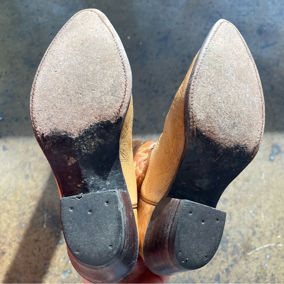 *Nocona | Vintage Men’s Leather Western Cowboy Boots Tan/brown 38068 Size 8.5 EE - Picture 12 of 13